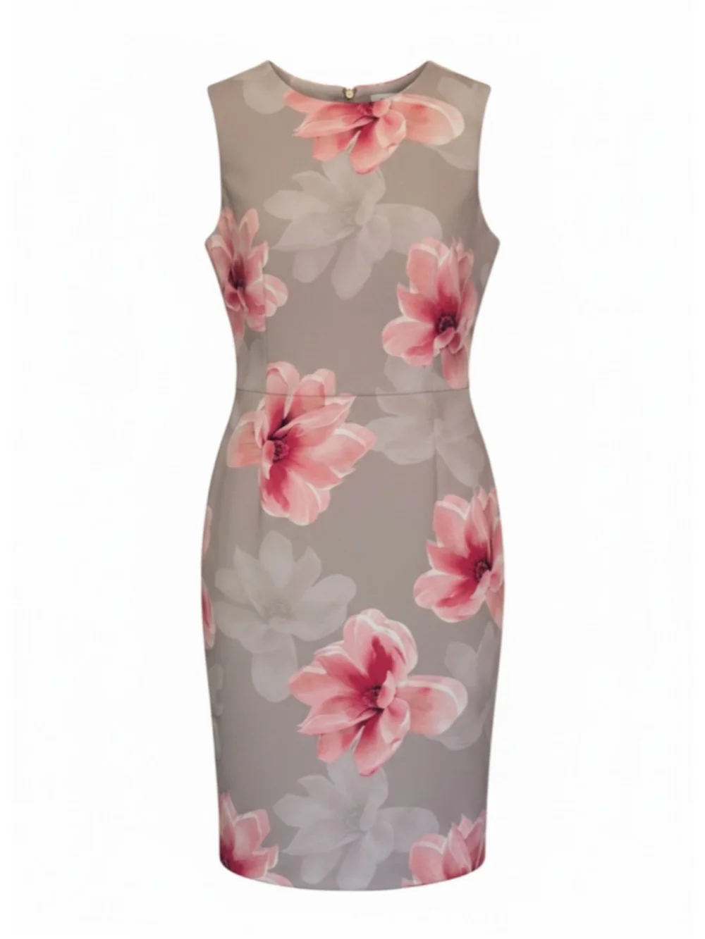 Calvin Klein Gray Pink Floral Sleeveless Sheath Dress Size 2 - Picture 2 of 13
